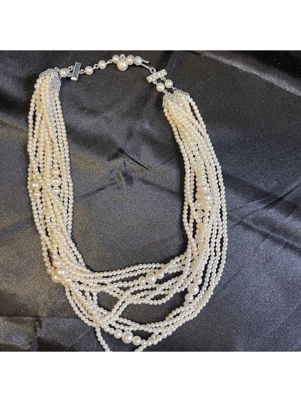 Faux Pearl multi strand necklace. Beautiful vintage statement piece.
